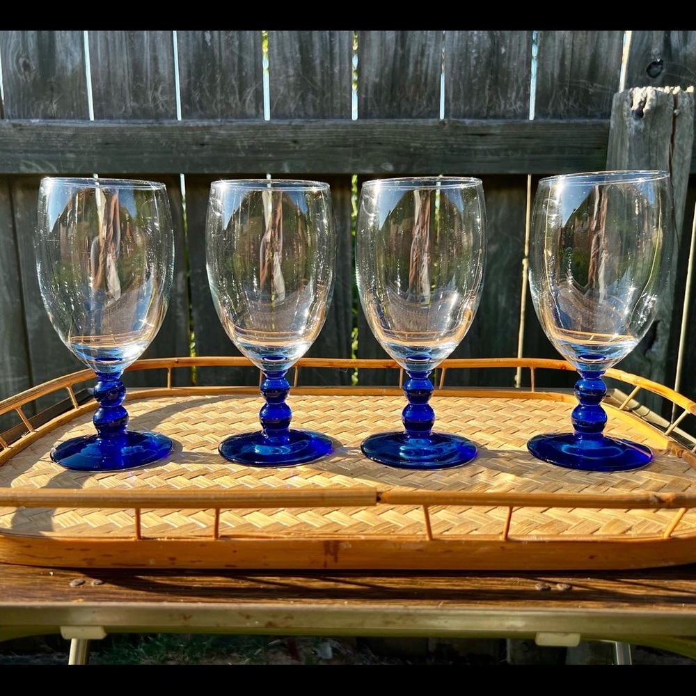 Set of Four Metropolis Blue Mediterranean Libbey Ice Tea Glasses